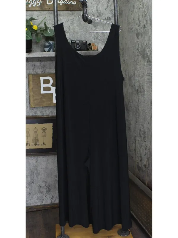 NWT Attitudes by Renee Petite Como Jersey Wide Leg Crop Jumpsuit Black PXL - Image 2