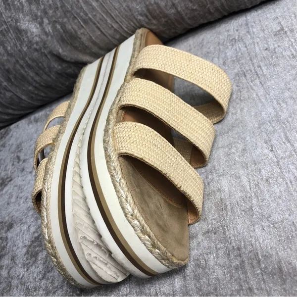Universal Threads Beige 3 Textile Strap Platform Wedge Sandals 9.5 Espadrille - Image 8