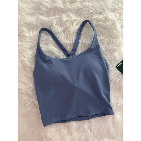 Halara Crisscross Backless Built In Bra Tank Top Serenity Size XS - Image 4