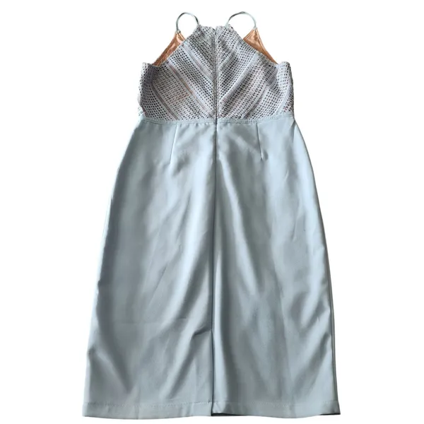 Maria Tailor Daeva Sheath Cocktail Dress Women 42 Pastel Blue Halter Midi - Image 2