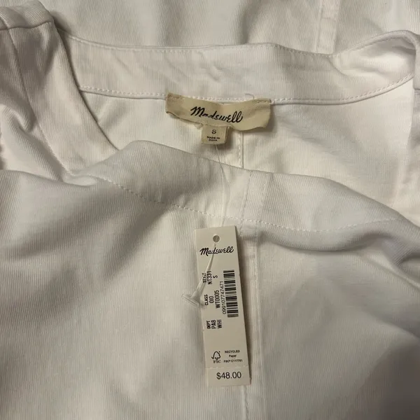 Women’s Madewell Puff-Sleeve Tee White Size Small NWT #NT331 - Image 6