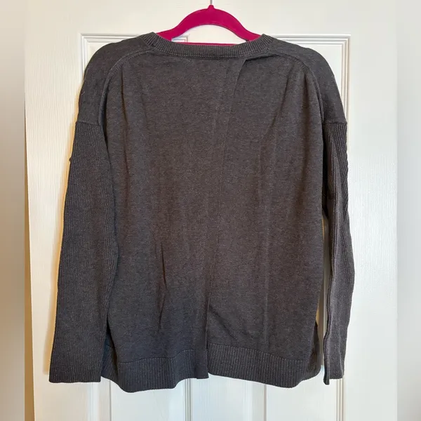Athleta Highland Crossback Sweater Charcoal Gray Open Back Athleisure Womens S - Image 5