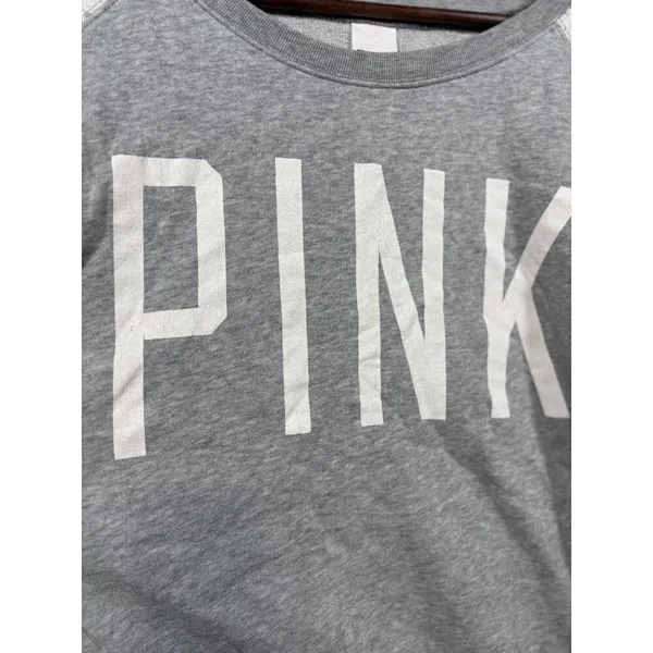 Victorias Secret Pink Logo Sweatshirt‎ With Lace Shoulders L - Image 3