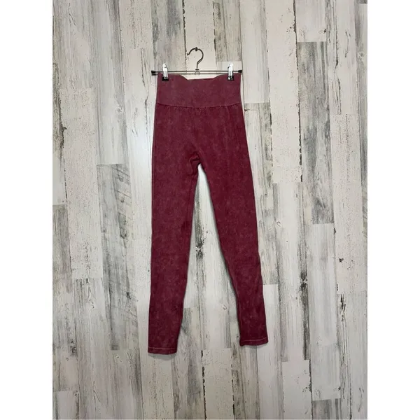 Indero High Rise Leggings Womens Small Burgundy Stretch Athleisure - Image 5