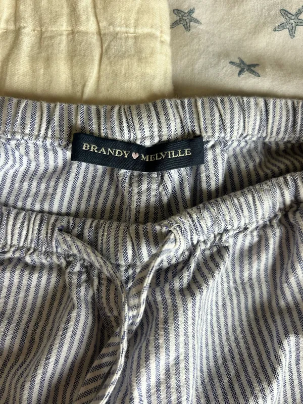 Brandy Melville Linen Pants Striped Blue Anastasia - Image 2
