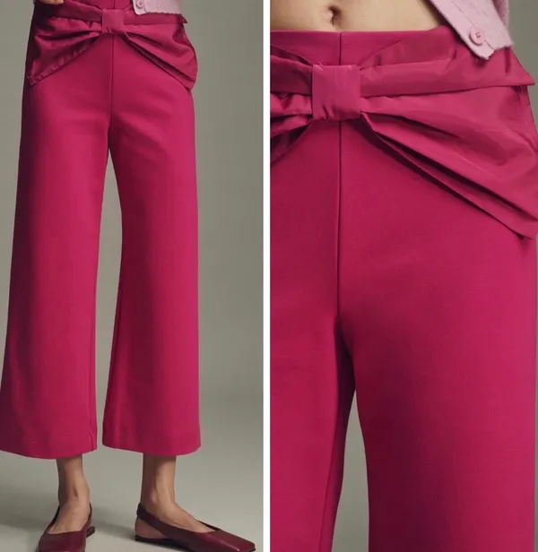Anthropologie Maeve The Colette Bow-Waist Crop Wide-Leg Pants, Size 26 - Image 2