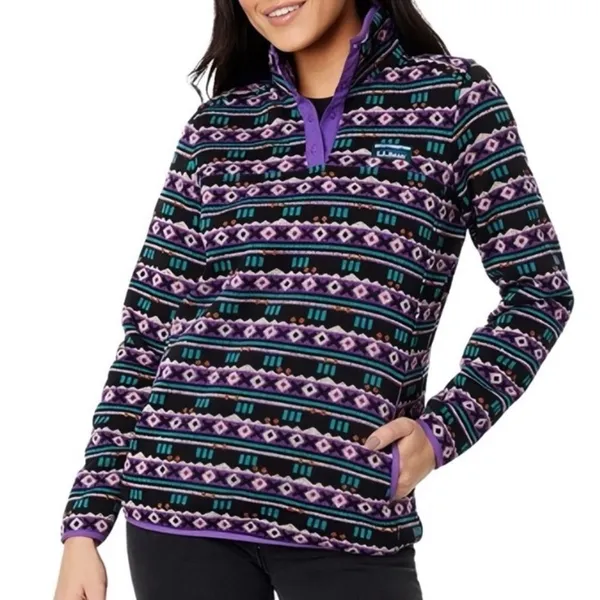 L.L. Bean Aztec Print Fleece Pullover Sweater Snap-T Womens S Granola Gorpcore - Image 3