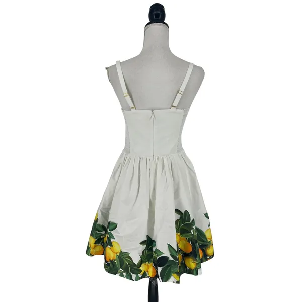 Amanda Uprichard Napoli Lemon Print Cotton Mini Dress White Size‎ S - Image 15