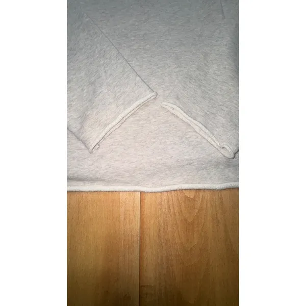 Grey & Gray Heather Grey 100% Cotton Split‎ V-Neck Raw Hem Sweatshirt Large - Image 5