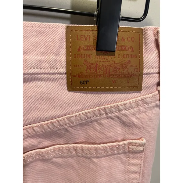 Levi's 501 Original Fit Jeans Womens Pink Straight Leg Button Fly Denim‎ Casual - Image 4