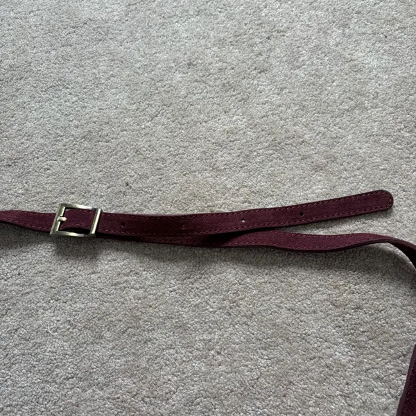 Viola Castellani Genuine Suede Woven Padded Flap Crossbody Bag Dark Purple - Image 12