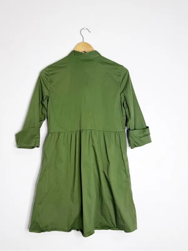 Tuckernuck Green Mock Neck Shirt Dress Small Cotton Blend - Image 3