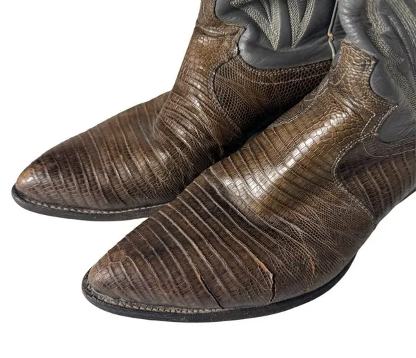 Justin Iguana Lizard Grey Western Cowboy Boots Size 8.5 - Image 2