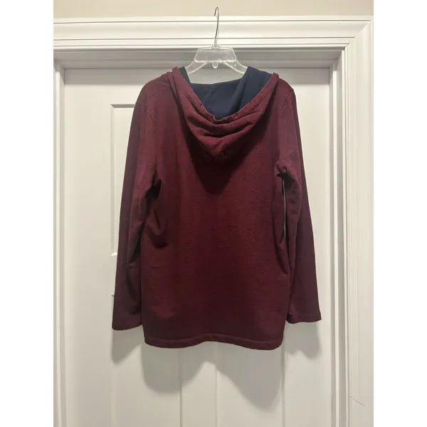 L.L. BEAN WOMEN'S LONG SLEEVE PULLOVER HOODIE With LOGO 4 Button SIZE LARGE - Image 5