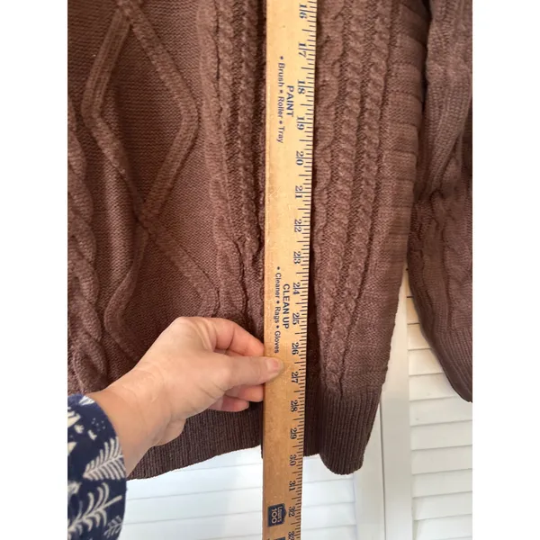 ELFRIC EDEN Brown Cable Knit Sweater Men's XXL Crew Neck Long Sleeve‎ Pullover - Image 4