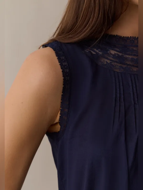 NWT Sorella Tally Cotton Mini Dress size Medium M navy blue embroidery Few Moda - Image 4