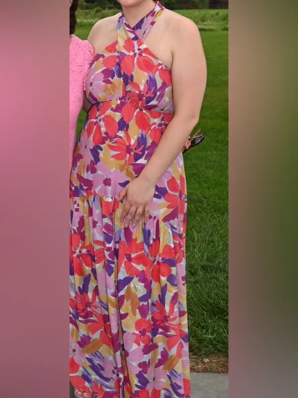 Colorful Floral Maxi Dress Pink Size 8 - Image 8