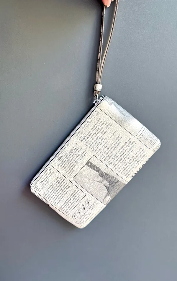 NWT Coach Large Corner Zip Wristlet in Vintage Newspaper Print - Image 13
