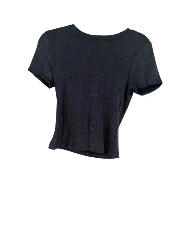 Women's PAIGE Black and Silver Shimmer Short Sleeve Tee, Size XS - Image 8