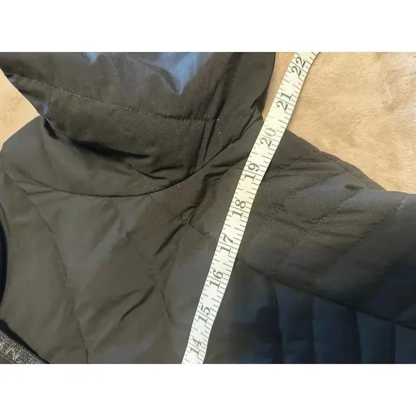 DKNY Hooded Down Puffer Coat Size Medium Black Long Warm Full Zip - Image 4