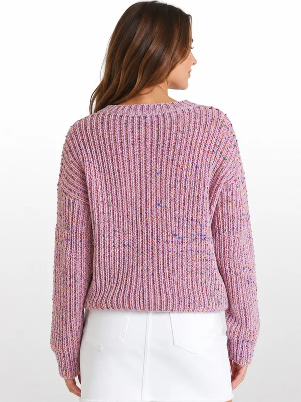 Generation K Pink Confetti Chenille Crew Neck Sweater XL Soft Cozy - Image 2