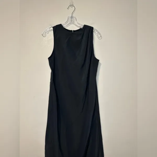 Abercrombie High Neck Column Black Satin Midi Corporatecore Dress Sz S - Image 2