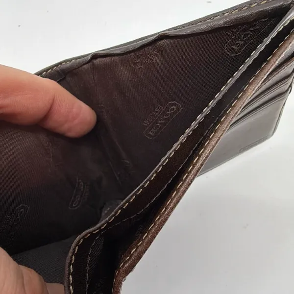 Coach Bifold Wallet Brown Signature Coated Canvas Wallet - Image 7