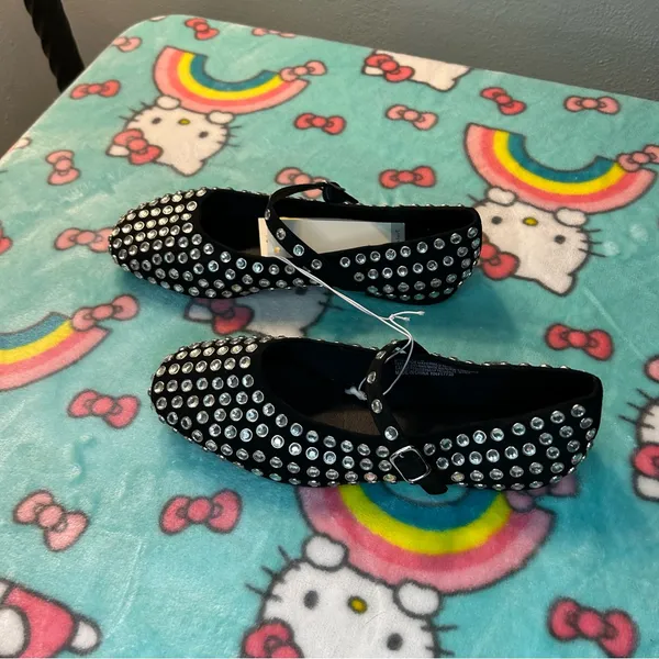 Issa Rhinestone Mary Jane Ballet Flats - A‎ New Day Black size 7 mcbling - Image 4
