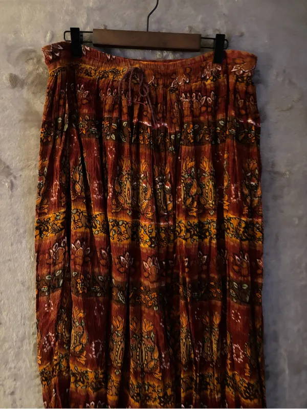 Bohemian Rust Orange Tiered Maxi Skirt Women’s Free Size - Image 2