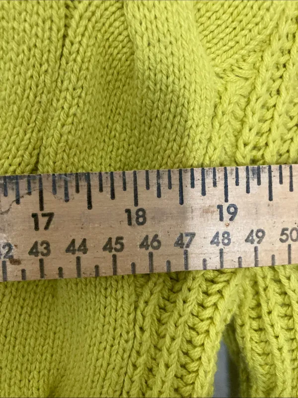 St. John's Bay Neon Yellow Cable Knit V-Neck Cardigan S - Image 10