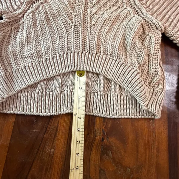 Free People My Only Sunshine Cotton Chunky Knit Mock Neck Sweater Tan Small - Image 7
