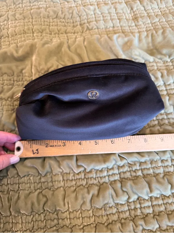 lululemon Feeling Ready Mini Velour Pouch Black Gold Logo Cosmetic Bag - Image 8