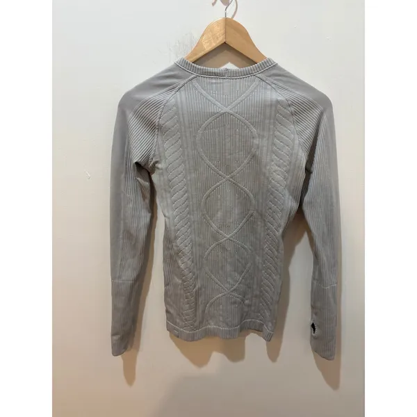 Lululemon Rest Less Pullover Silver Grey Jacquard Knit Long Sleeve Thumbholes‎ - Image 2