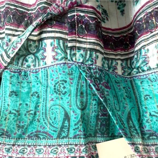 NEW Anthro Raga Womens Dress Teal Caravan Short Wrap Short Sleeve Size Small - Image 7