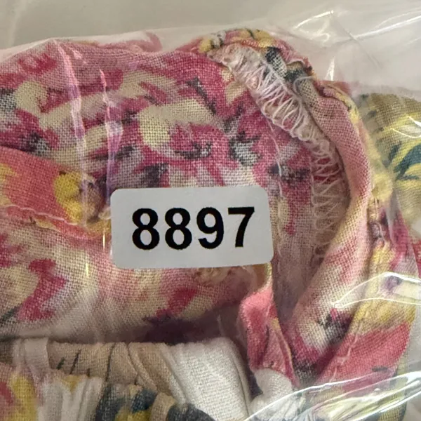 Salty Lemon Floral Wide‎ Leg Tulip Hem Pants White Pink Yellow Large Tropical - Image 13