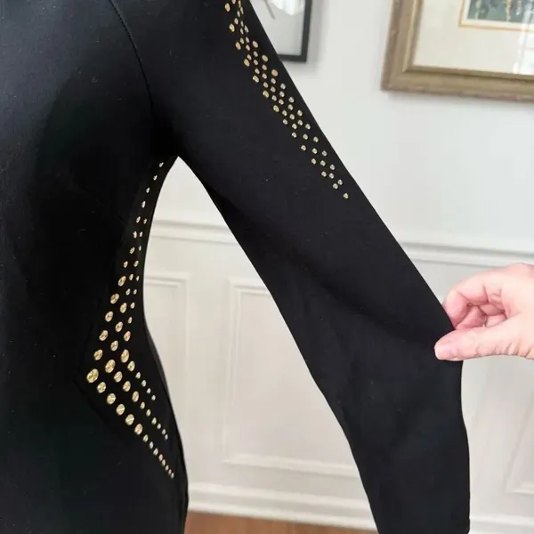 Cache Gold Stud Sheath Dress Long Sleeve LBD Dress 6 - Image 5