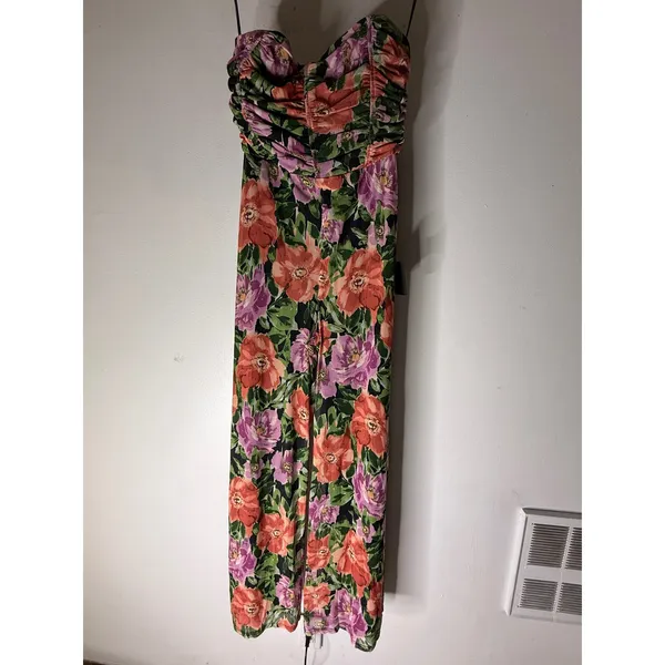 Lulus Layka Black Multi Floral Mesh‎ Wide-Leg Jumpsuit M NwT - Image 2