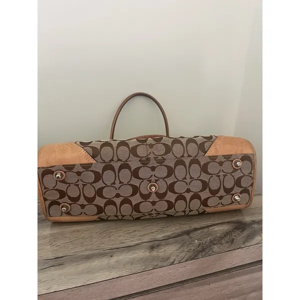 Coach Hampton Satchel Women Medium Brown Monogram Canvas Y2K Preppy 8K07 - Image 9