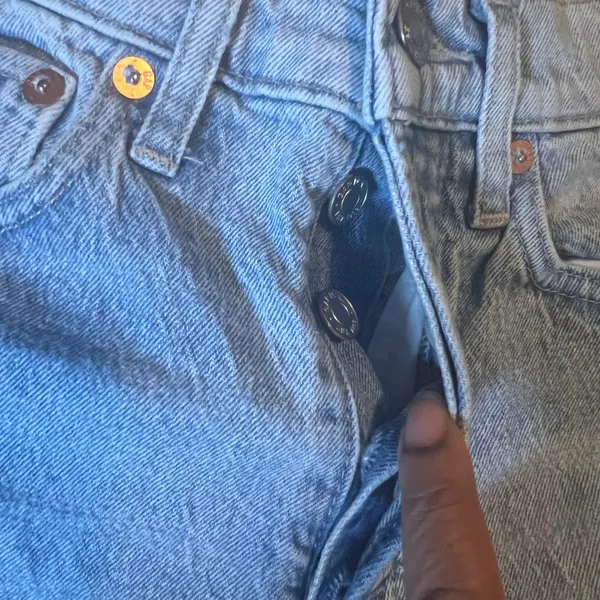 GAP Denim Cheeky‎ Straight Jeans Light Wash Ripped Distressed Raw Hem Size 00 24 - Image 5