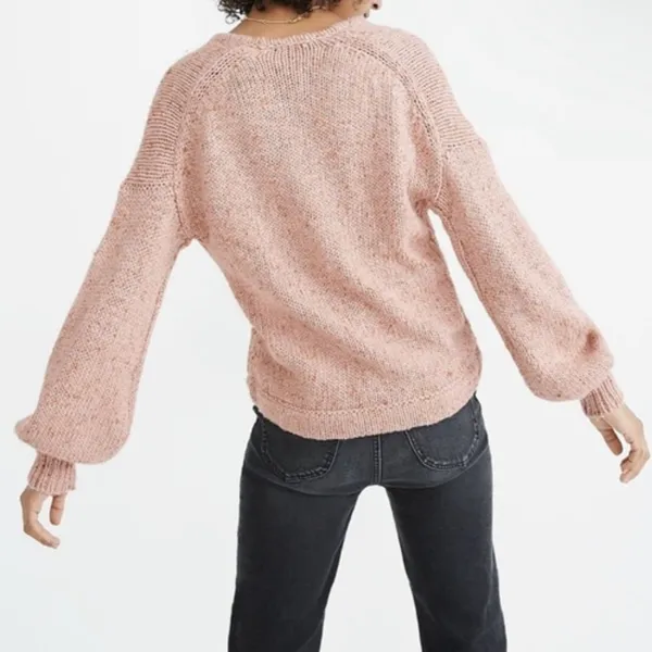 pink chunky knit sweater women size Small wrap front pullover - Image 2