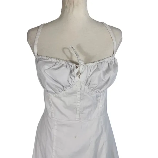 Haute Monde Maxi Dress Womens L White Corset Lace Up Back Slit Boho Bridal - Image 4