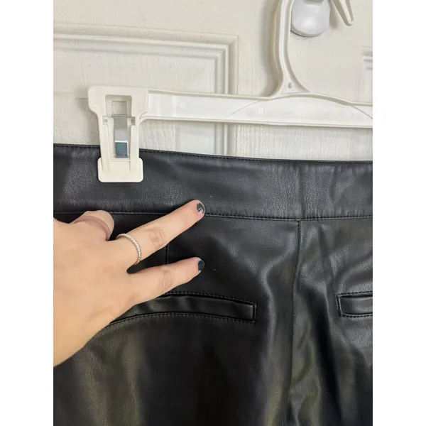 Free People We The Free Black Uptown High Rise Faux Leather Flare Pants 8 - Image 7