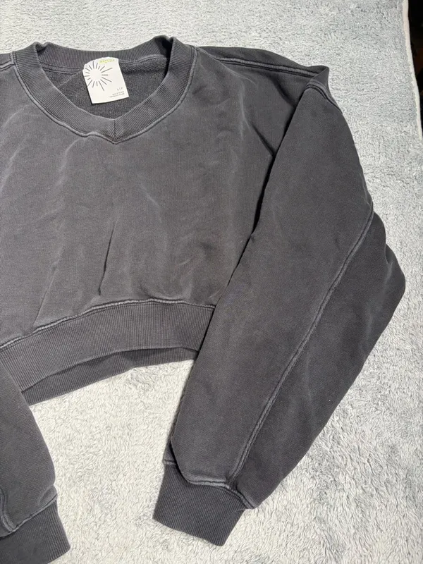 Aerie offline Cropped Crewneck Sweatshirt charcoal small - Image 6