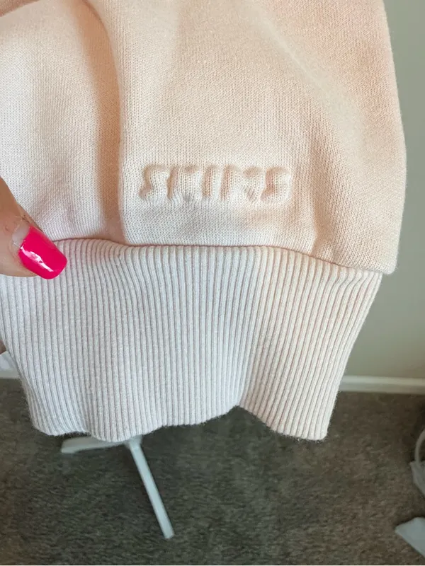 SKIMS Women's Cotton Fleece Classic Zip Up Hoodie in Barely Pink Size XL NWT - Image 8