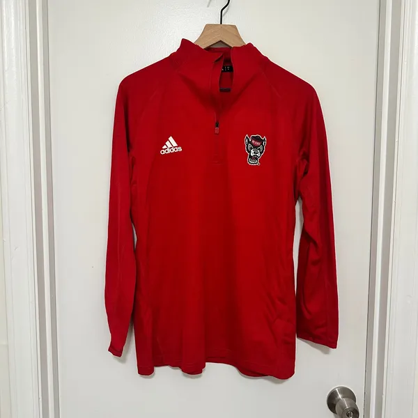 Adidas x NC State | NWT Woman's Wolfpack Red Tuffy Logo Quarter Zip Pullover, L - Image 2