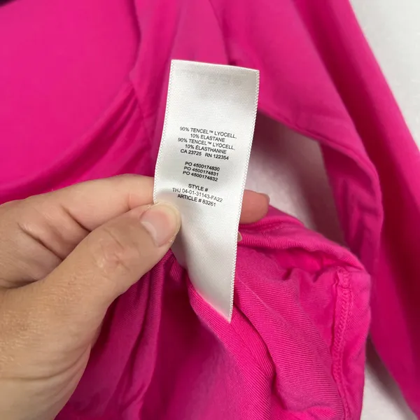 Wilfred‎ Women's Pink Long Sleeve Ruched Cropped Square Neck Tee Sz S - Image 6