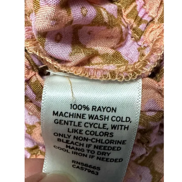 BP Allison One Shoulder Crop Top Floral Pattern Shirred Waist Pink W Small NWOT - Image 9
