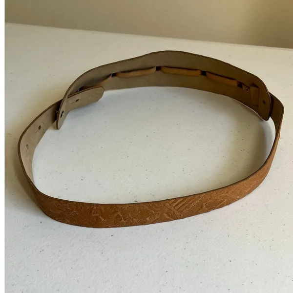Vintage Embossed Faux Leather Wide Concho Belt Western Boho 28–32 Cowgirl Edgy - Image 12
