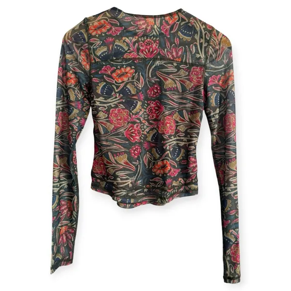 NWT Natural Life Sloane Long Sleeve Painterly Vines Floral Mesh Top Womens Small - Image 4