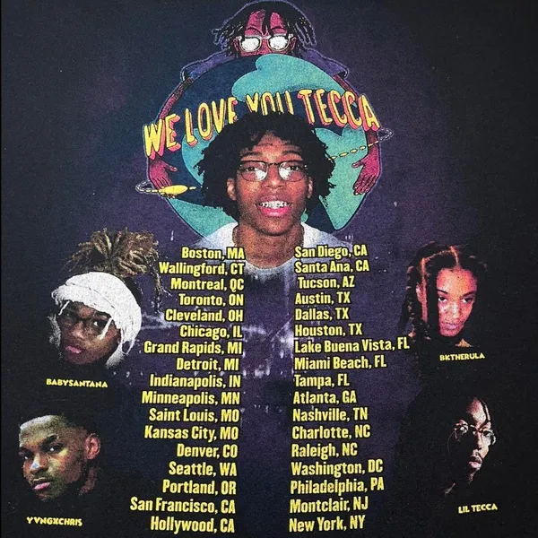 Fruit of the Loom Lil Tecca We Love You Tecca 2021 Tour Shirt Rap Tee Hip Hop Concert Merch Large - Image 3
